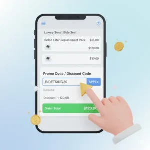 Applying a bidet king promo code at the checkout screen to receive a major discount.