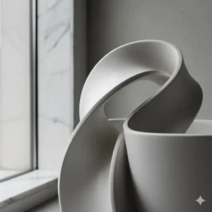 A close-up of a unique, sculptural bidet emphasizing craftsmanship, part of the range of artistic bidet for exclusive bathrooms.