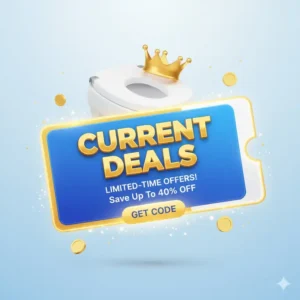 Graphic showing the current Bidet King coupon deals and limited-time promotional offers for a bidet king promo code.