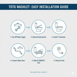 Installation diagram for a Toto WASHLET, a factor to consider when comparing Kohler vs Toto bidet seats.