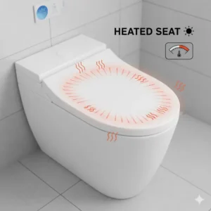 Diagram highlighting the comfort features, including the heated seat, often found on a toilet with warm water bidet.