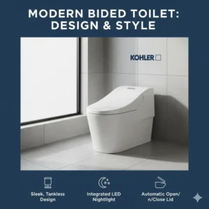Showcasing the modern design of a Kohler intelligent toilet, an important factor in the Kohler vs Toto bidet choice.