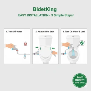 Simple diagram showing easy DIY bidet installation, reducing your overall cost.