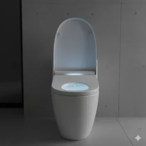 Image of the soft, illuminating night light feature on the luxury bidet with wireless remote control, providing a gentle glow.
