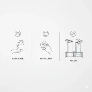 Step-by-step visual of how to easily clean and maintain a cordless bidet for optimal hygiene.