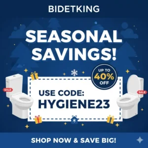Graphic announcing a BidetKing seasonal sale, perfect for finding the best deals and using a coupon.