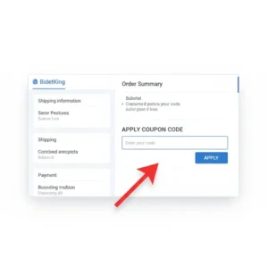 Screenshot highlighting the "Apply Coupon Code" field during the BidetKing online checkout process, often used with a coupon.