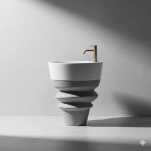 A designer bidet artistic modern look featuring its distinctive pedestal base.