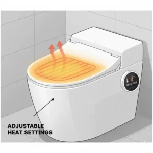 Illustration 1: Detail showing the adjustable temperature settings of a bidet toilet with dryer and heated seat.