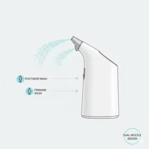 Infographic of the dual nozzle spray modes available on a battery operated bidet.