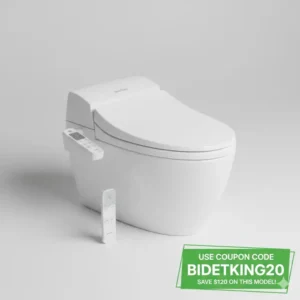 Close-up of the Bidet King BB-2000 smart bidet seat, emphasizing the value of using a bidet king coupon code for this model.