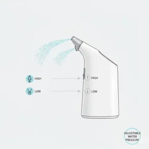 A graphic showing the water pressure control settings of a battery operated bidet.