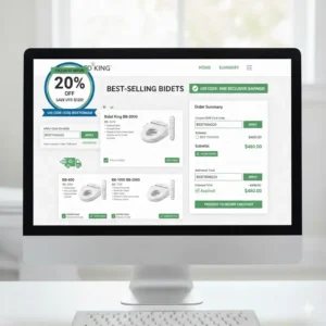 A clean visual of the Bidet King checkout page where the bidet king coupon code entry field is clearly visible.