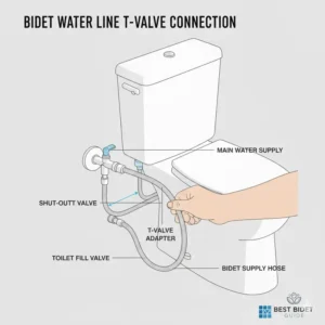 Water line connection for the best bidet for kohler toilet.