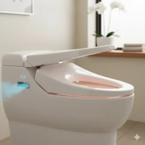 A detailed shot of the heated seat and comfort features found on toto vs kohler bidet toilets.