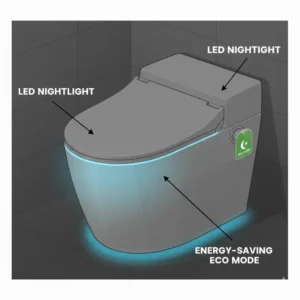 Illustration 5: Built-in LED nightlight feature on a modern bidet toilet with dryer and heated seat.