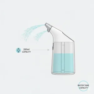 Detailed view of the water tank capacity and reservoir of a battery operated bidet.