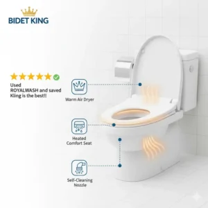 Image detailing luxury features like the warm air dryer, available when you use a bidet king discount code on premium washlets.