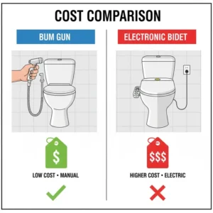 Chart illustrating the price range and total investment needed for a bum gun vs bidet appliance.