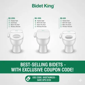 A side-by-side comparison of the best-selling Bidet King models available for purchase with a special bidet king coupon code.