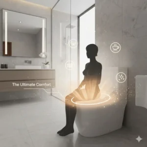 A person enjoying the comfort and warmth provided by a bidet seat dryer.
