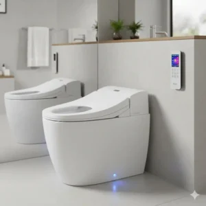 Detailed illustration of the wireless control panel for a bidet toilet with remote.