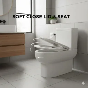 Demonstration of the quiet soft-close lid mechanism on a battery operated bidet seat.