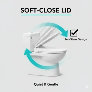 Technical drawing showing the universal fit design of a battery powered bidet seat on various toilet types.