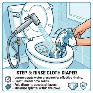 A close-up illustration demonstrating the adjustable pressure control settings on modern diaper sprayers.