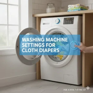 A hand adjusting the heavy-duty cycle settings on a digital cloth diaper washing machine control panel.