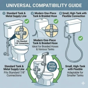 Dimensions and fitting guide ensuring the best handheld bidet sprayer for toilet fits standard plumbing.
