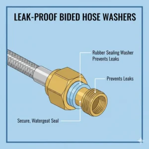 Detailed view of the leak-proof rubber washers used inside a secure hose for toilet bidet connection.