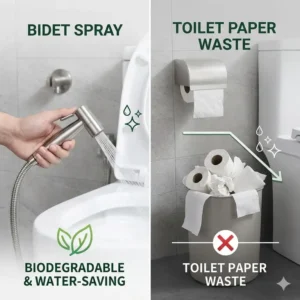 Detailed view of the leak-proof inner hose technology used in a high-quality stainless steel bidet spray.