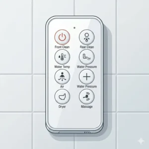 Digital wireless remote control panel for electronic replacement toilet bidet parts.
