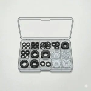 Secure mounting bolts and plastic brackets for essential bidet replacement parts.