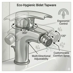 A minimalist design showcase of a wall-mounted version of the contemporary bidet tapware.