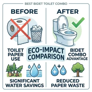 Infographic comparing toilet paper consumption against the eco-friendly water savings of using a best bidet toilet combo.