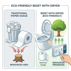 Eco-friendly benefits of using a bidet toilet with dryer instead of paper.