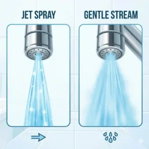 Detailed view of the different spray patterns available on a modern douche for toilet.