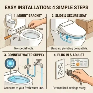 Step-by-step DIY installation guide for mounting an electric bidet toilet seat warmer to a standard toilet bowl